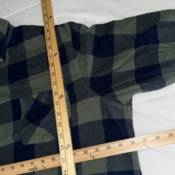 Field & Stream Mens 2XL Plaid Button-Up Long Sleeve Shirt Blue & Green - Picture 8 of 8